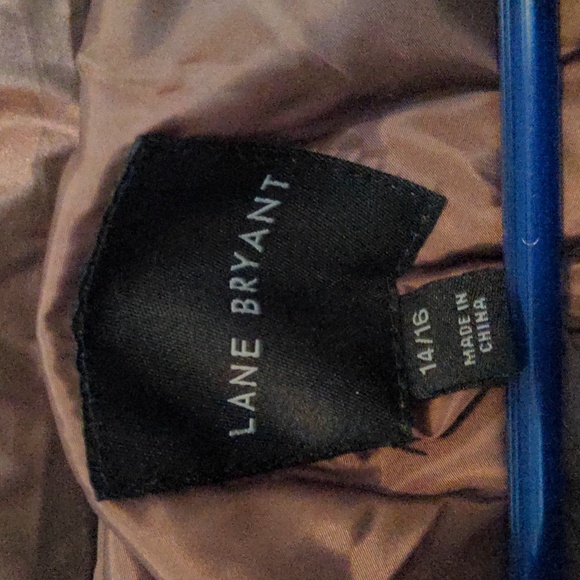 Lane Bryant Bronze Puffer Jacket Hooded Chevron Quilted Coat Size 14/16 - Picture 3 of 8